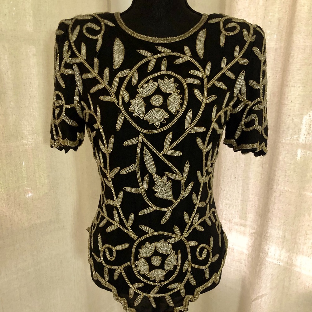 Laurence Kazar Vintage Beaded Blouse